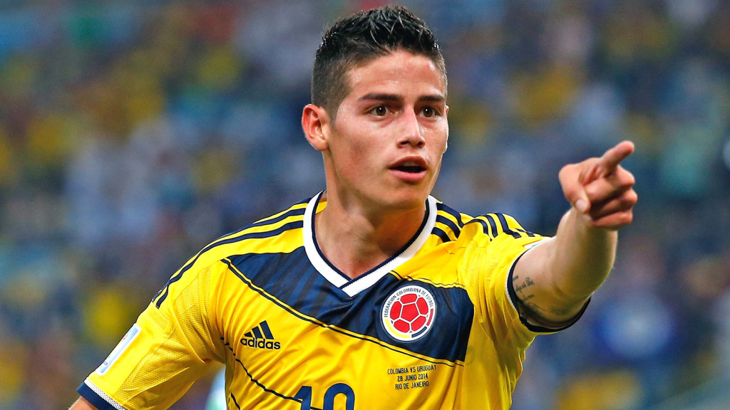 RIO DE JANEIRO, BRAZIL - JUNE 28: James Rodriguez of Colombia celebrates scoring his team's second goal and his second of the game during the 2014 FIFA World Cup Brazil round of 16 match between Colombia and Uruguay at Maracana on June 28, 2014 in Rio de Janeiro, Brazil. (Photo by Clive Rose/Getty Images)