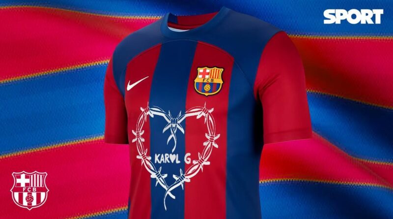 El FC Barcelona con el Logo de Karol G en la camiseta